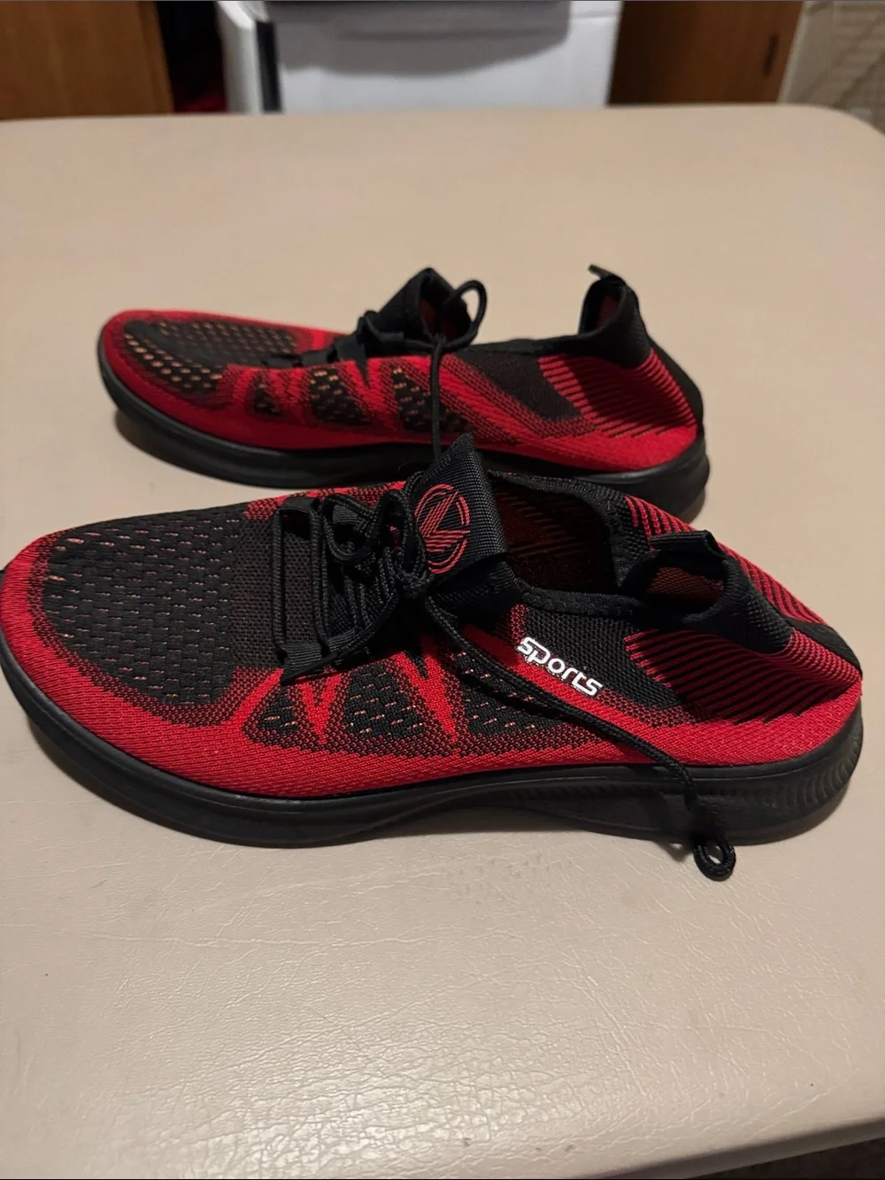 Men's Red and Black Athletic Knit Sneakers